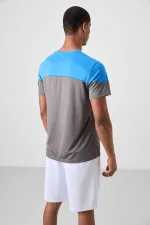 Tommylife Toptan O Yaka Standart Kalıp Aktif Spor Erkek T-Shirt 88386 Koyu Gri