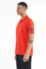 Tommylife Toptan Fiesta Kol Baskı Detaylı Polo Yaka Standart Form Erkek T-Shirt - 88240