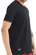 Tommylife Wholesale Black Print Detail V-Neck Standard Fit Men's T-Shirt - 88186