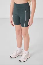 Tommylife Toptan Esnek Standart Fit Basic Performans Kız Çocuk Tayt 75189 Orman Yeşili