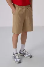 Tommylife Toptan Standart Fit Dokuma Hafif Esnek Chino Şort 81290 Koyu Bej