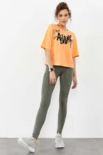 Tommylife Toptan Çağla Yüksek Bel Toparlayıcı Slim Fit Dar Paça Kadın Tayt - 94011