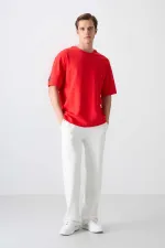 Tommylife Toptan O Yaka Oversize Basic Erkek T-Shirt 88339 Fiesta