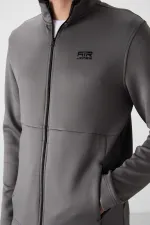 Tommylife Wholesale Bran Standard Fit Scuba Basic Men's Tracksuit Set 85199 Dark Grey - Black