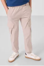 Tommylife Wholesale Standard Fit Woven Lightweight Stretch Chino Boys' Trousers 11271 Stone