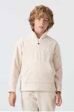 Ensemble de survêtement en polaire à col montant Tommylife Wholesale Serverer Boy, beige, référence 11218