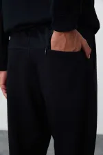 Pantalon de survêtement bleu marine pour homme Tommylife Wholesale, avec cordon de serrage, poches, coupe standard et jambes classiques - 84682