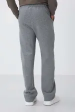 Tommylife Toptan Oversize Basic Düz Paça Erkek Eşofman Alt 82146 Gri Melanj