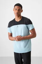 Tommylife Toptan O Yaka Standart Kalıp Aktif Spor Erkek T-Shirt 88386 Açık Mavi