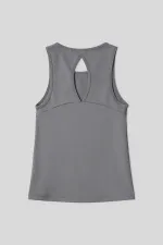 Débardeur de sport Tommylife pour femme, gris foncé, coupe standard, dos croisé - 97296