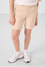 Tommylife Toptan Pamuklu Yumuşak Dokulu Standart Fit Basic Erkek Çocuk Şort 11289 Bej