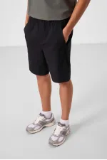 Short chino extensible léger, coupe standard, tissé, Tommylife Wholesale, noir, référence 81292