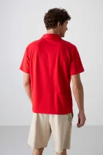 Tommylife Wholesale Polo Collar Oversize Printed Men's T-Shirt 88347 Fiesta