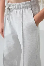 Tommylife Wholesale 7-15 Years Wide Leg Standard Fit Girls' Sweatpants 75144 Snow Melange