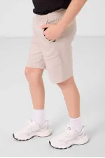 Ensemble short chino garçon Tommylife en coton tissé léger et extensible, coupe oversize, couleur noir et pierre, réf. 11277