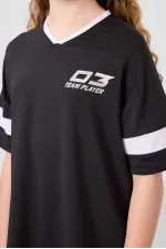 Ensemble de leggings Tommylife Wholesale pour filles, coupe standard, col en V et ceinture détaillée, noir, référence 75187