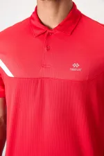 Tommylife Toptan Polo Yaka Standart Kalıp Aktif Spor Erkek T-Shirt 88402 Kırmızı