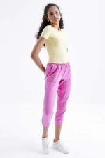 Tommylife Toptan Sarı Basic Kısa Kol O Yaka Kadın T-Shirt - 97202