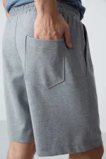 Tommylife Toptan Comfort Fit Basic Erkek Şort 81275 Gri Melanj