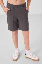 Tommylife Wholesale Cotton Soft Textured Standard Fit Basic Boys' Shorts 11289 Dark Grey