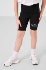 Tommylife Toptan Pamuklu O Yaka Standart Fit Baskılı Kız Çocuk Tayt Takım 75190 Beyaz Siyah