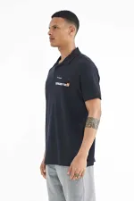 T-shirt polo bleu marine imprimé Tommylife pour homme, coupe standard - 88236