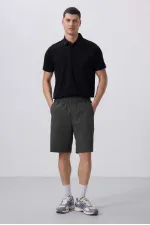 Short chino extensible léger, coupe standard, tissé, Tommylife Wholesale 81290 Anthracite