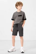 Tommlife Wholesale Anthracite Standard Fit Basic Performance Boys Shorts - 11303