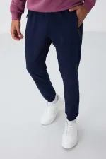 Tommylife Toptan İndigo Fermuar Cepli Standart Kalıp Jogger Erkek Eşofman Alt - 84651