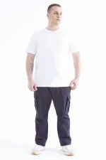 T-shirt homme Tommylife Wholesale blanc basique à manches courtes et col rond, grandes tailles - 88072