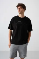 Tommylife Wholesale Crew Neck Oversize Printed Men's T-Shirt 88326 Black