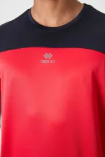 Tommylife Toptan O Yaka Standart Kalıp Aktif Spor Erkek T-Shirt 88386 Kırmızı
