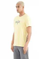 Tommylife Wholesale Boris Crew Neck Standard Fit Printed Men's T-Shirt 88206 Yellow