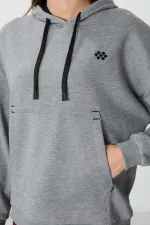 Tommylife Wholesale Hooded Oversize Women's Sweatshirt 97291 Grey Melange