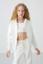 Ensemble de survêtement à capuche coupe standard pour filles de 3 à 9 ans Tommylife Wholesale 75148 Écru