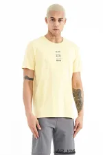 T-shirt homme imprimé Tommylife Wholesale Tylor, col rond, coupe standard, jaune, référence 88227