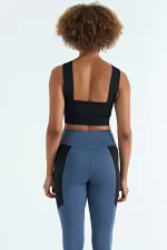 Tommylife Toptan Siyah Logo Baskılı Dar Kalıp Dalgıç Kumaş Kadın Büstiyer - 97259