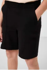 Tommylife Toptan Pamuklu Yumuşak Dokulu Standart Fit Basic Erkek Çocuk Şort 11289 Siyah