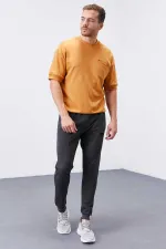 Tommylife Toptan Antrasit Melanj Fermuar Cepli Dar Kalıp Jogger Erkek Eşofman Alt - 84343
