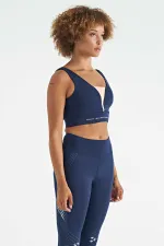 Bustier Tommylife Wholesale en tissu scuba imprimé indigo à blocs de couleur, coupe ajustée, pour femme - 97271