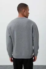 Sweat-shirt basique Tommylife à col rond et coupe décontractée pour homme, gris chiné, référence 88418