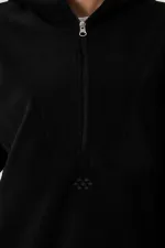 Tommylife Wholesale Hooded Oversize Women's Fleece Sweatshirt 97286 Black