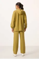 Ensemble tunique de survêtement oversize à capuche et texture douce Tommylife pour femme - 95348 Moutarde foncé