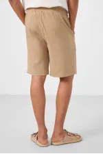 Short chino extensible léger, coupe standard, tissé, Tommylife Wholesale, beige foncé, référence 81289