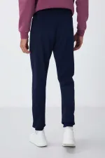 Tommylife Toptan İndigo Fermuar Cepli Standart Kalıp Jogger Erkek Eşofman Alt - 84651