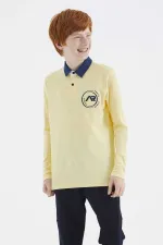 Tommylife Wholesale Waiter Size Polo Collar Standard Fit Basic Boys' Sweatshirt 11172 Yellow