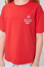 Tommylife Toptan Pamuklu O Yaka Oversize Fit Basic Kız Çocuk T Shirt 75178 Fiesta