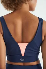 Bustier Tommylife Wholesale en tissu scuba imprimé indigo à blocs de couleur, coupe ajustée, pour femme - 97271