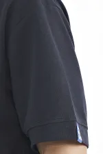 Tommylife Wholesale T-shirt oversize à capuche bleu marine avec étiquette sur la manche - 88179