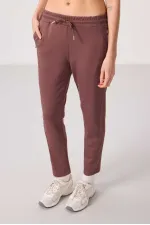 Pantalon Tommylife Wholesale pour femme, coupe slim, fermeture éclair invisible, texture douce - 94668 Marron